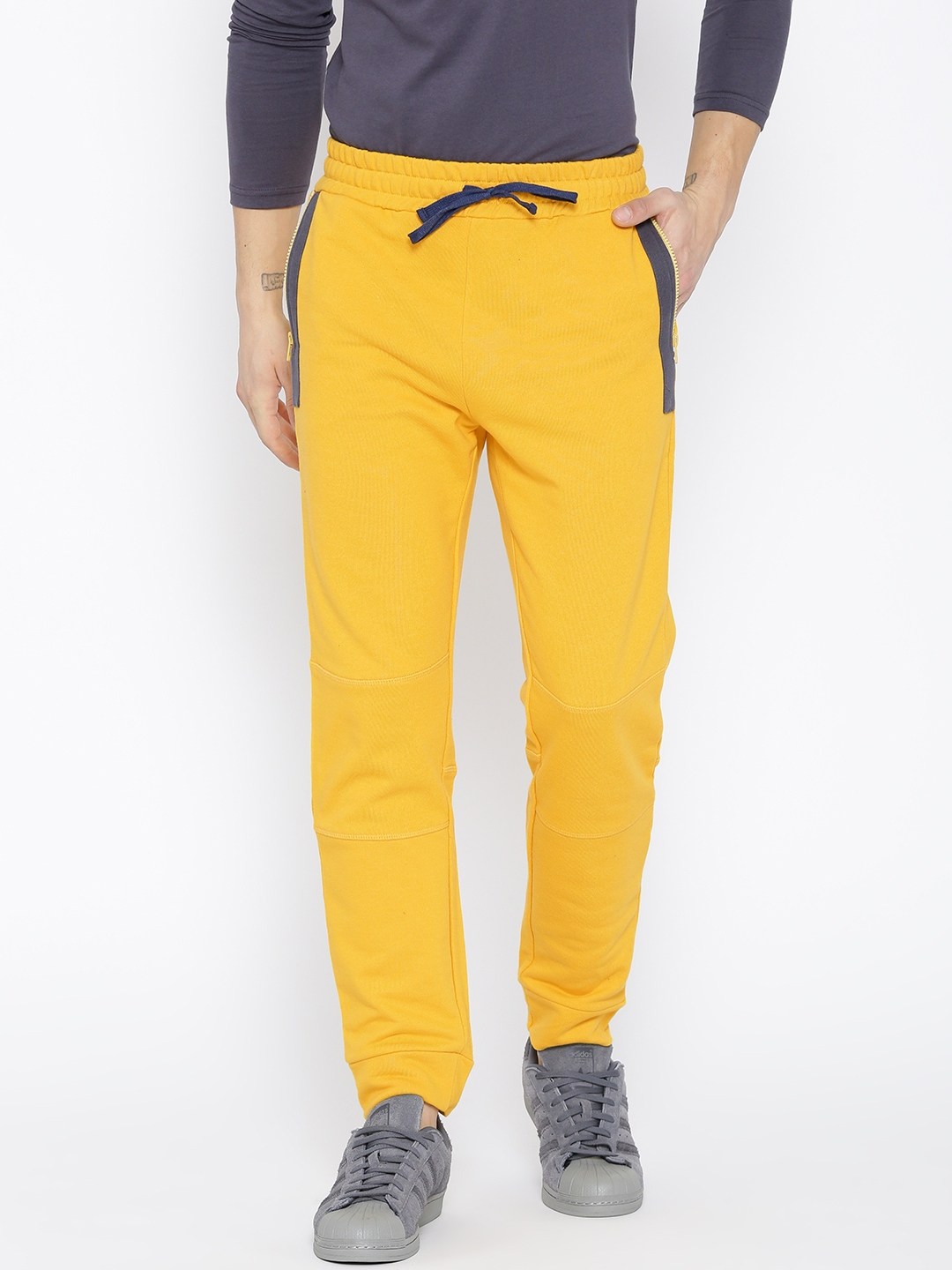 blue and yellow track pants