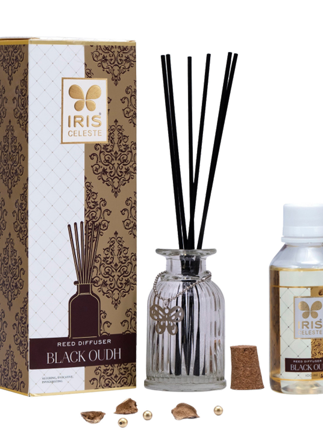 Buy IRIS CELESTE Brown & White Black Oudh Reed Diffuser Set 100ml