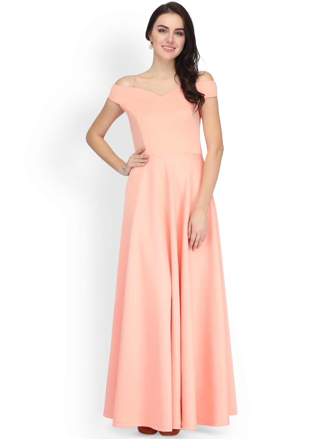 Buy Eavan Women Peach Solid Maxi Dress Dresses for Women