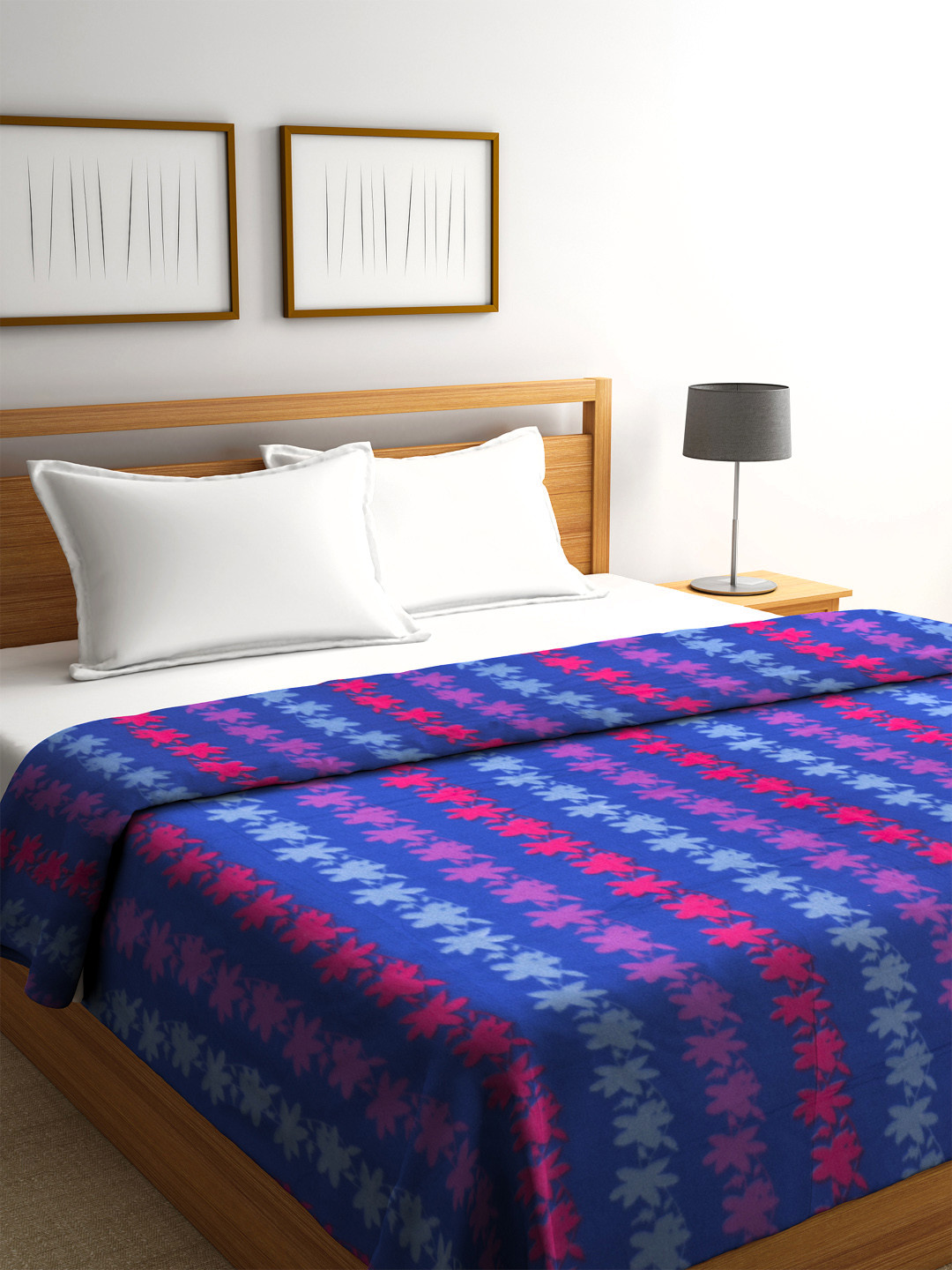 Buy BOMBAY DYEING Blue 120 GSM Printed AC Double Blanket Blankets