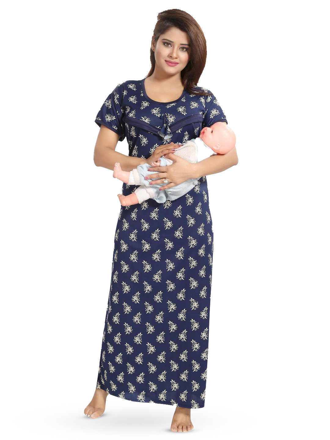 Buy SHOPPING STATION Floral Printed Satin Maxi Nightdress Nightdress