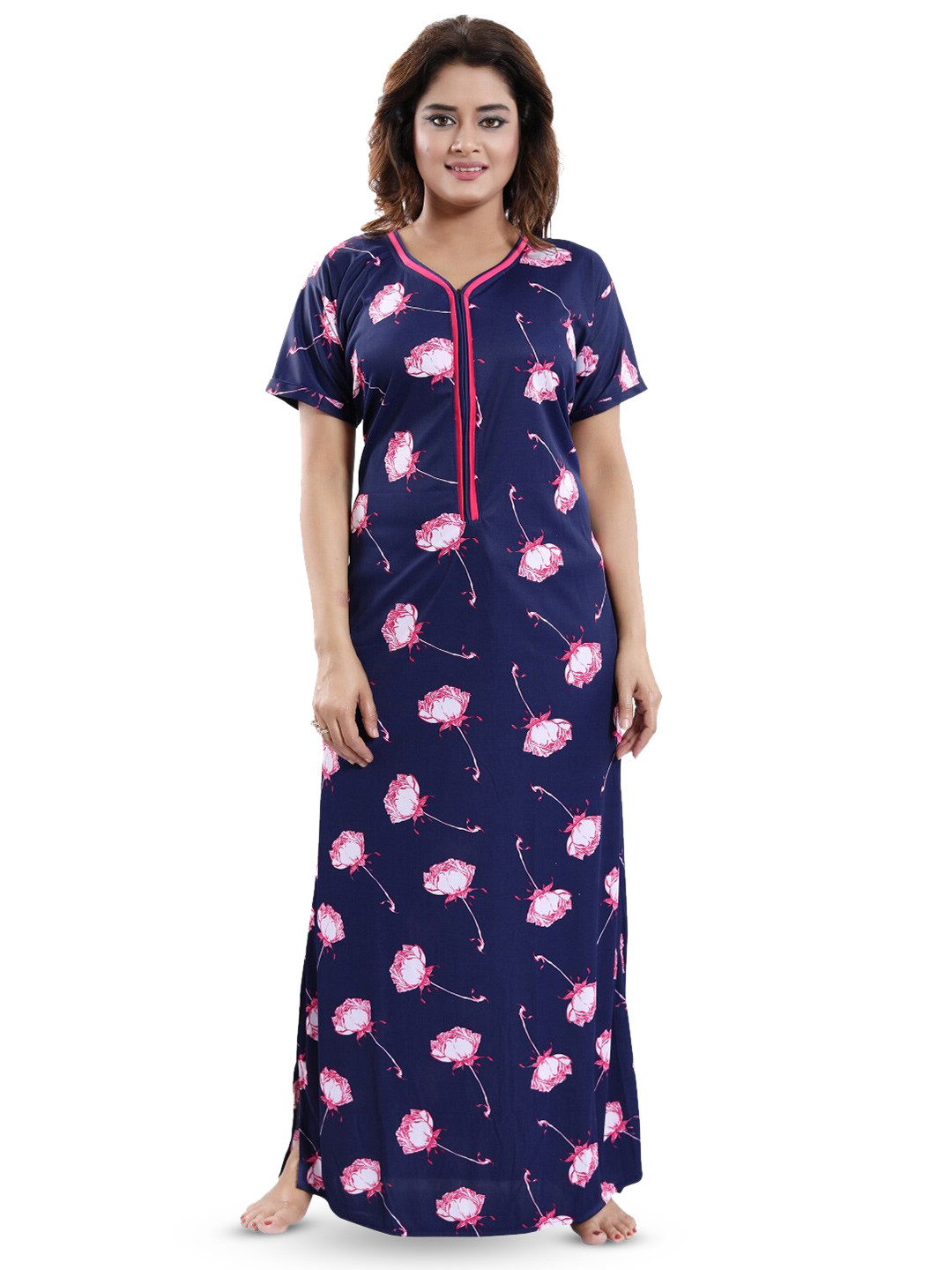 Buy SHOPPING STATION Floral Printed Satin Maxi Nightdress Nightdress