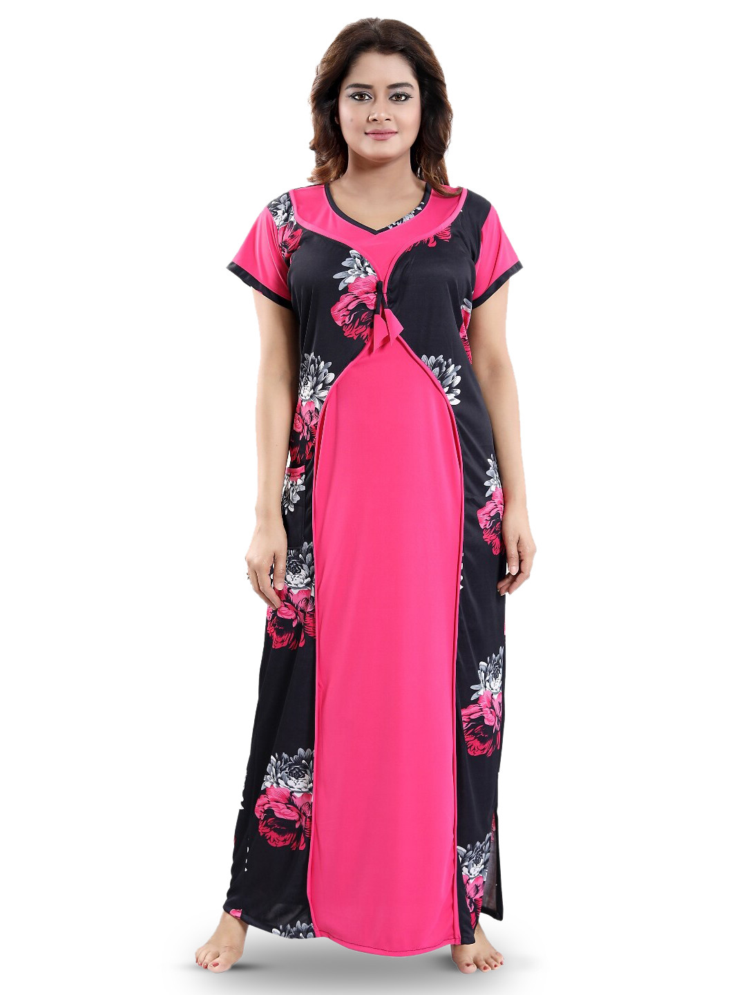 Buy SHOPPING STATION Floral Printed Satin Maxi Nightdress Nightdress