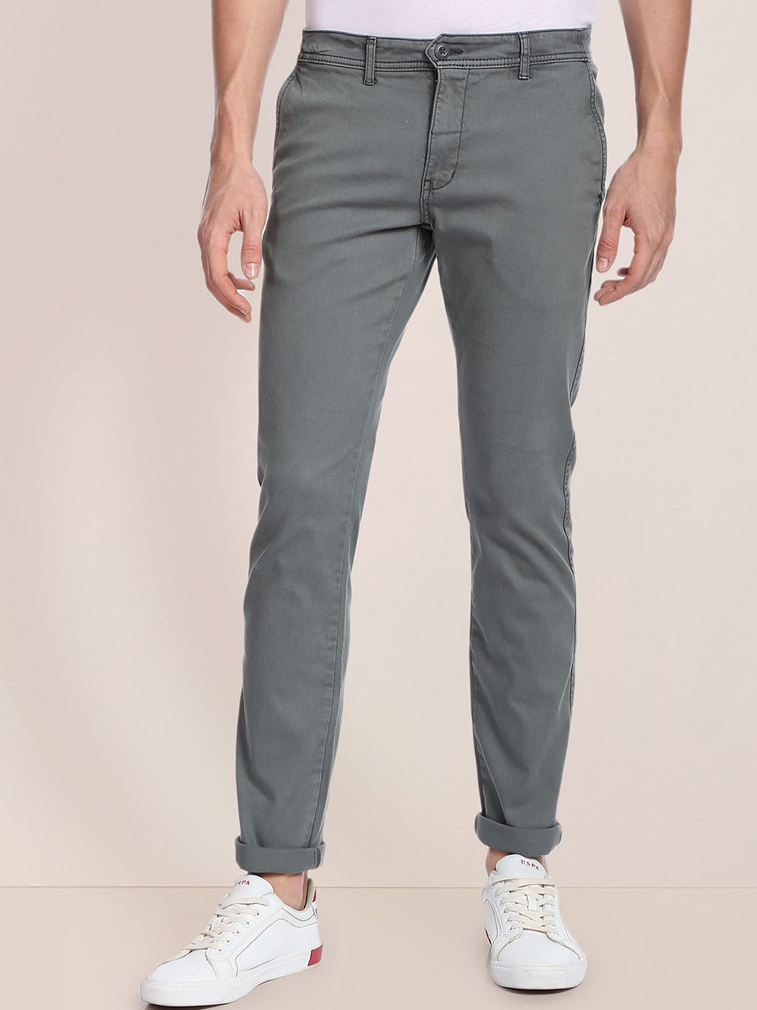 Buy U.S. Polo Assn. Men Slim Fit Mid Rise Chinos - Trousers for Men ...