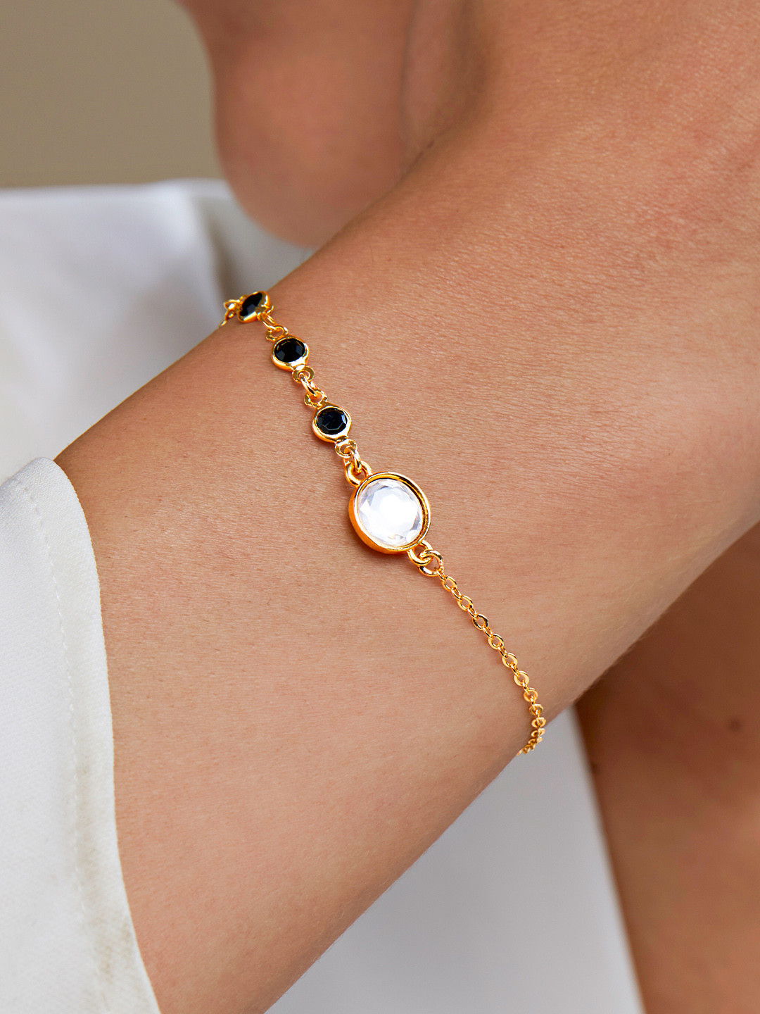 Buy MINUTIAE Gold Plated Stone Beaded Link Bracelet Bracelet for