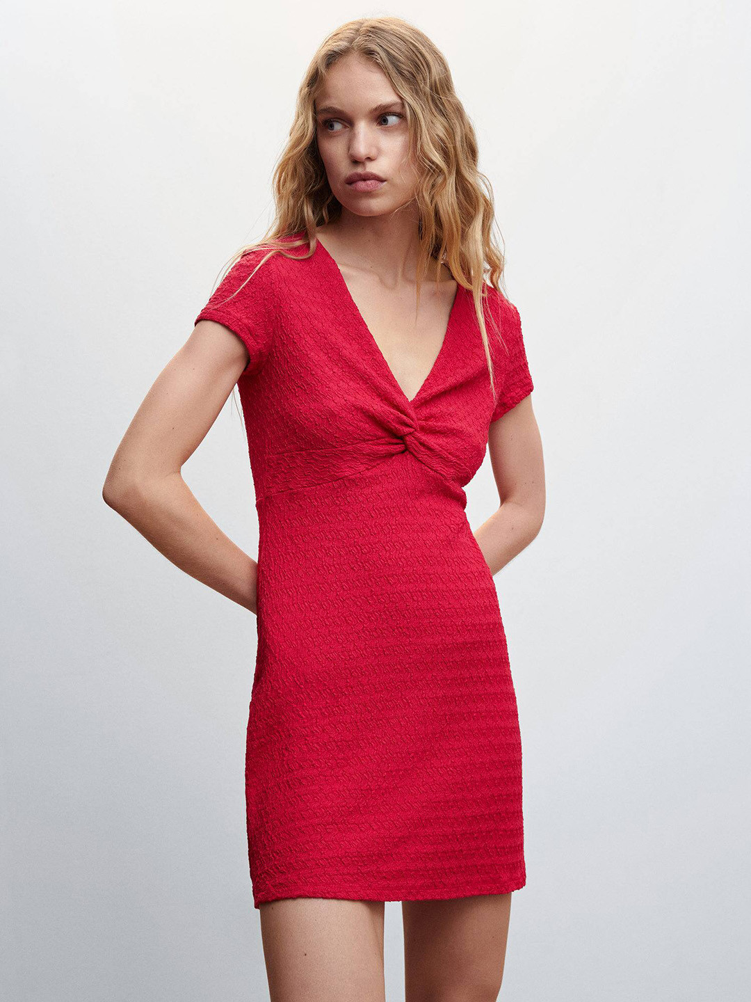 Buy MANGO Knot Textured A Line Mini Dress Dresses for Women 22671730