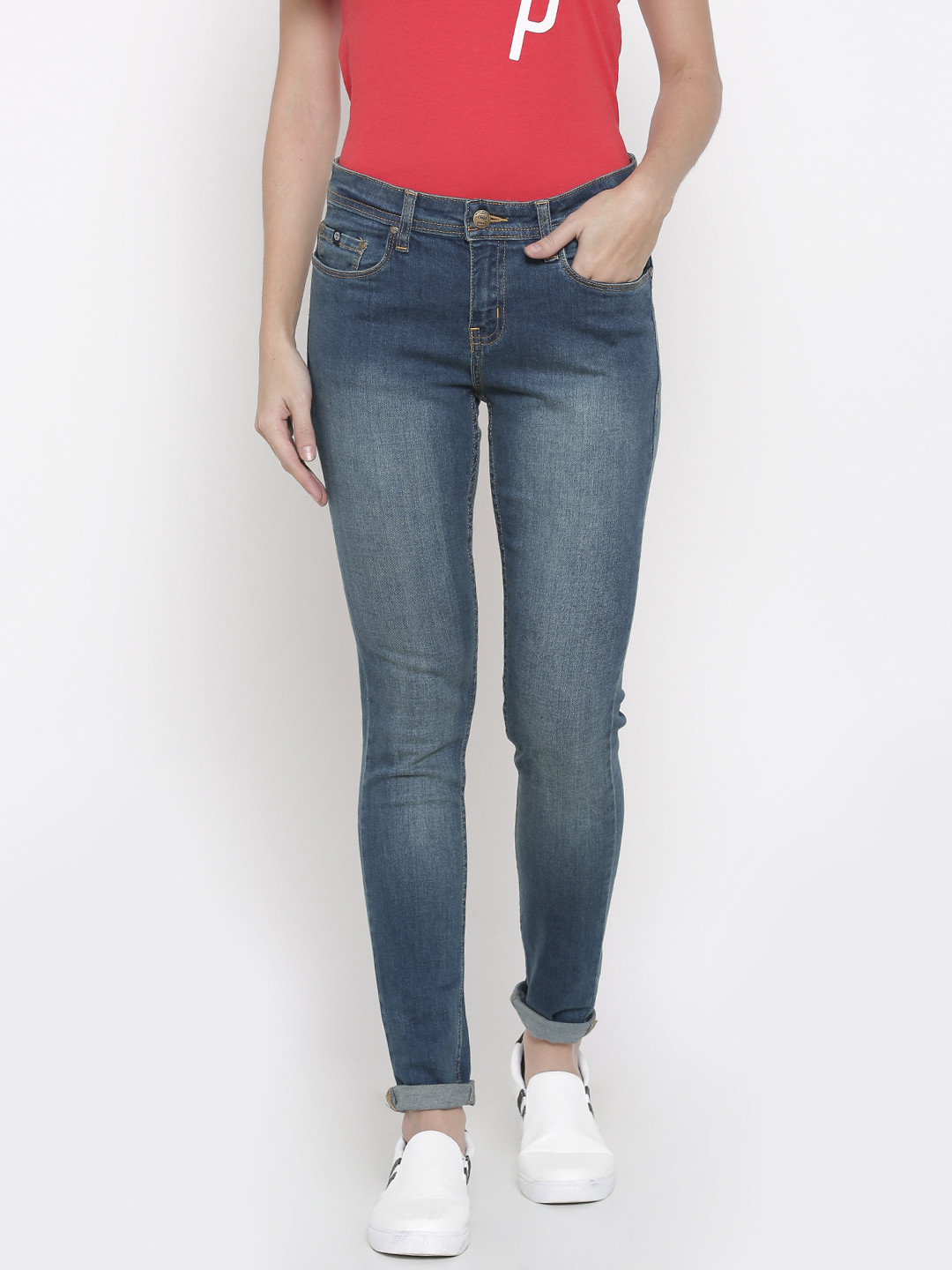 Women Blue Clean Look Light Fade Stretchable Jeans main image 1