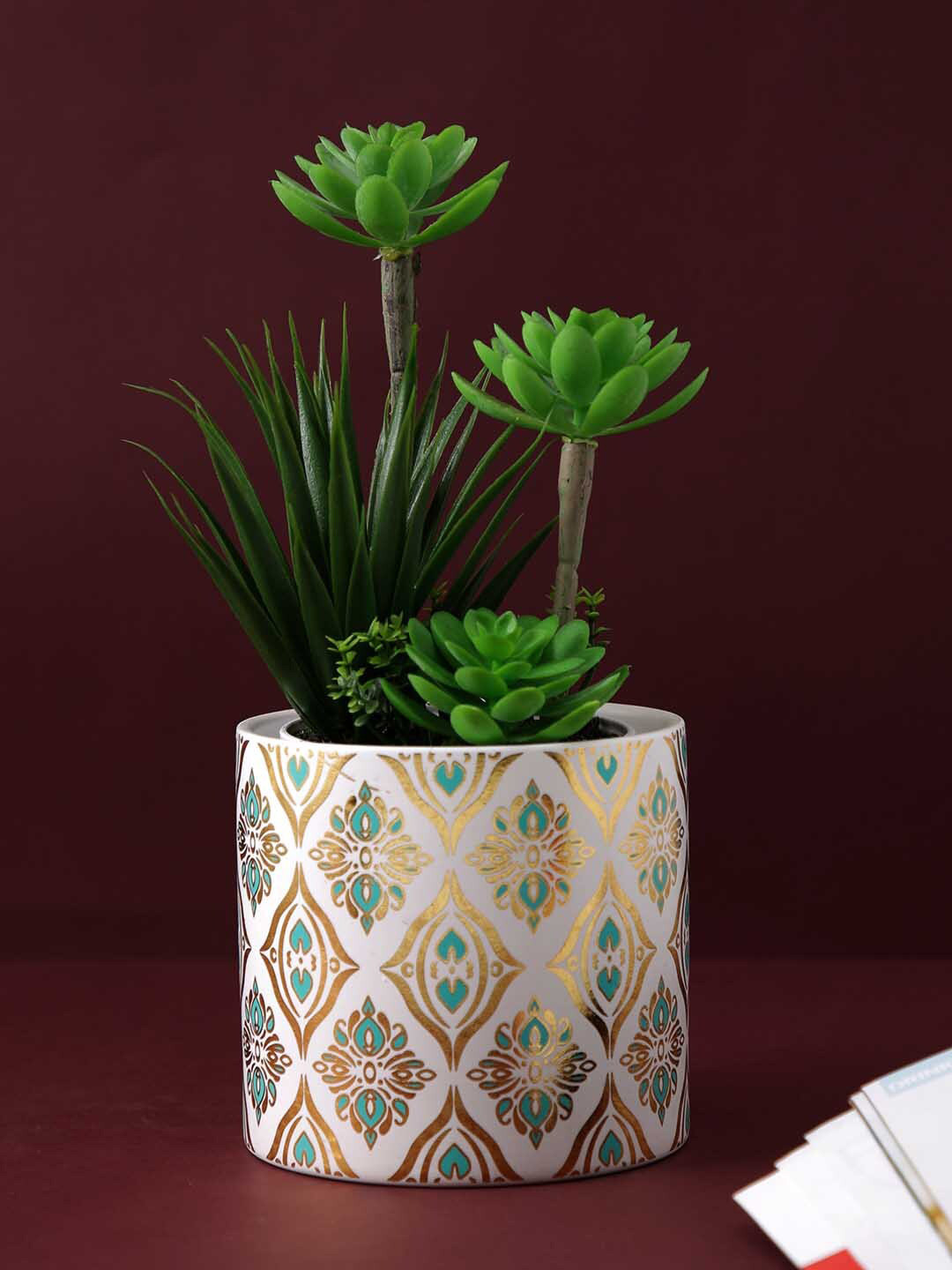 Melrose International Ceramic Mandala Pattern Planter (Set of 2)