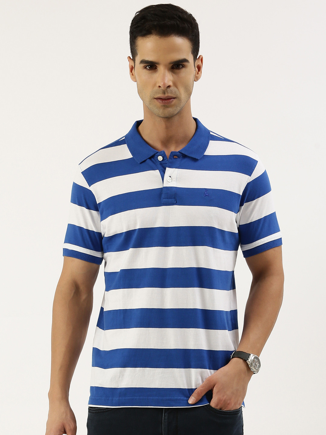 Buy Parx Striped Polo Collar Pure Cotton T Shirt - Tshirts for Men ...