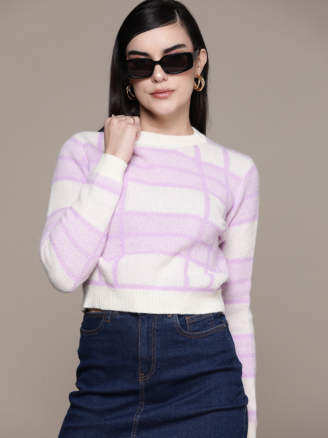 Buy Bebe All Day Checked Pullover - Sweaters for Women 22688268 | Myntra