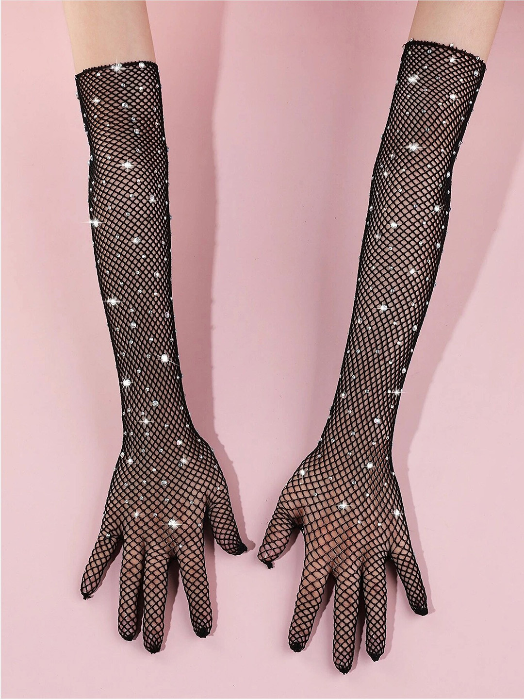 Buy COLOR STYLE Women Diamond Rine Stone Long Hand Gloves Gloves for