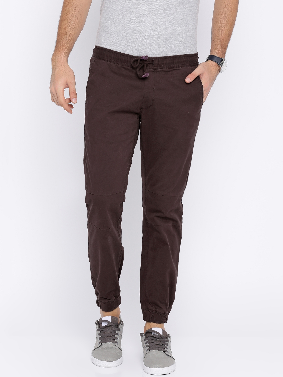 Buy Allen Solly Sport Men Maroon Smart Slim Fit Solid Joggers ...