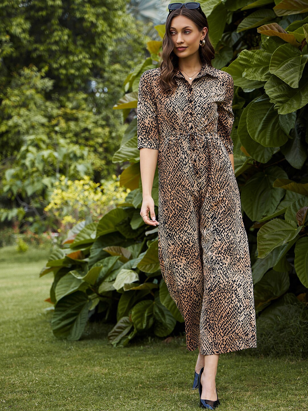 Buy KASSUALLY Animal Printed Safari Edit Waist Tie Up Jumpsuit ...