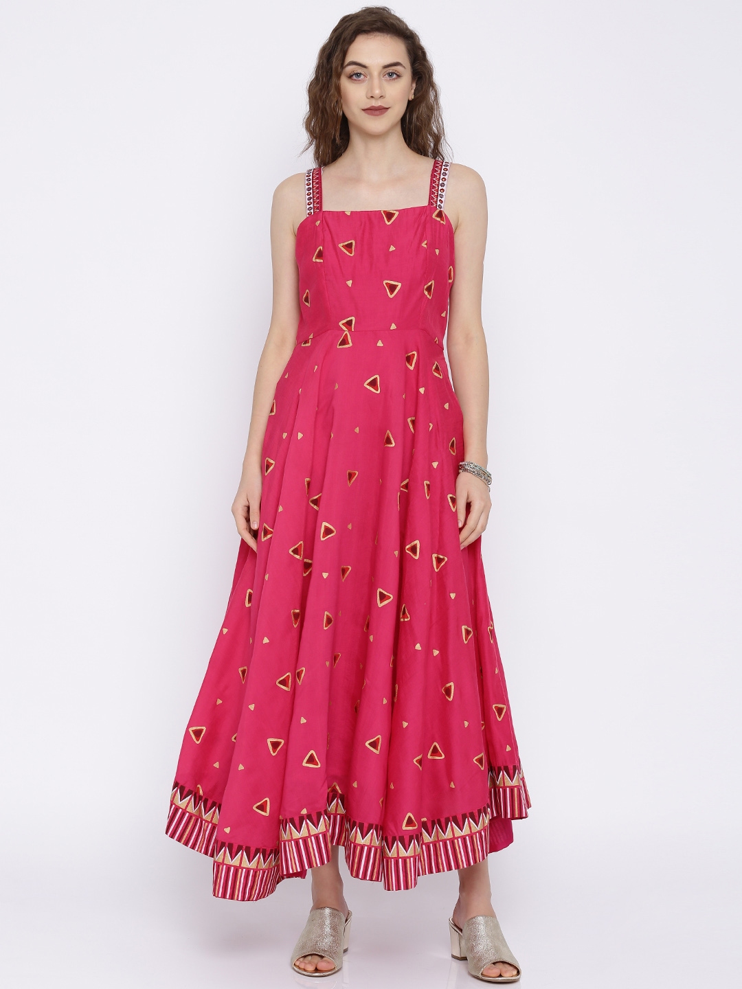 Buy Global Desi Women Pink Printed Fit And Flare Dress - Dresses for ...