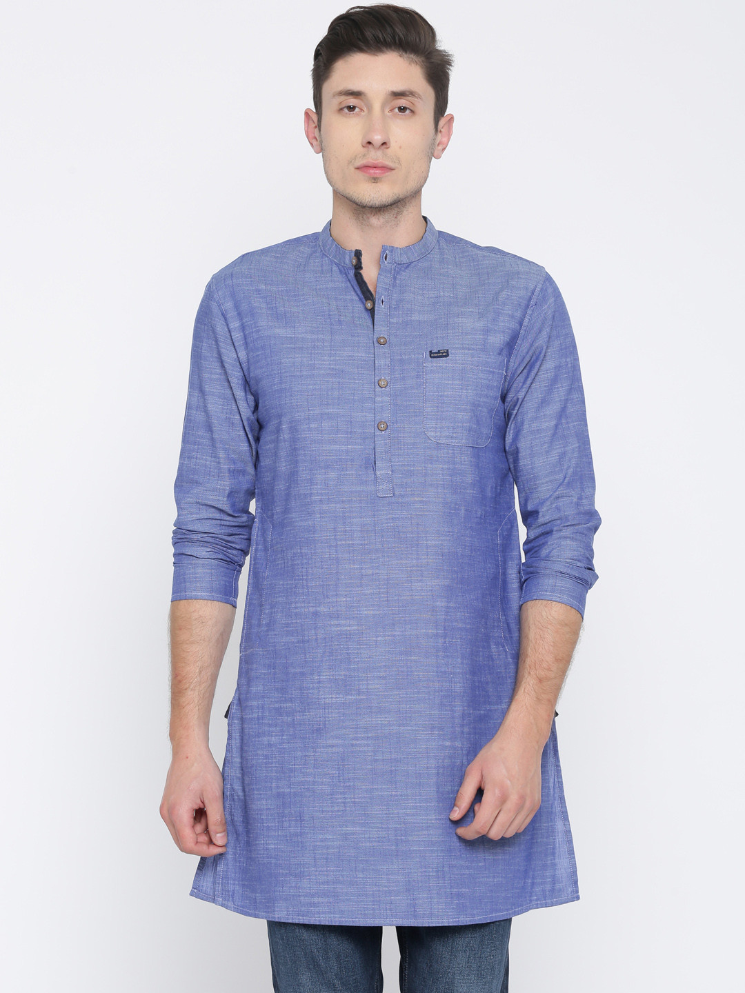 Buy Peter England Men Blue Solid Straight Kurta Kurtas for Men