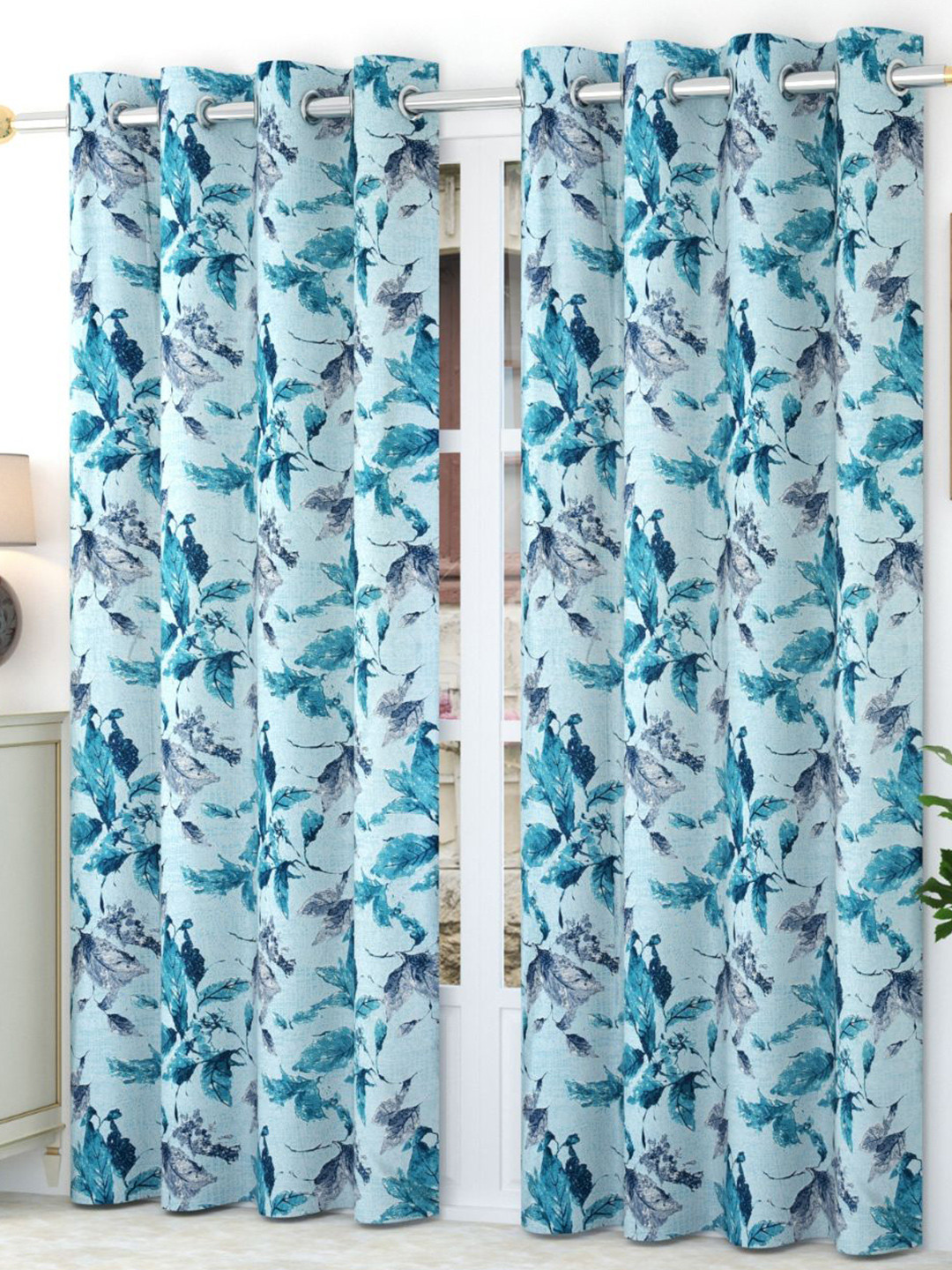 Buy Bajo's Blue & Grey 2 Pieces Quirky Printed Door Curtain Curtains