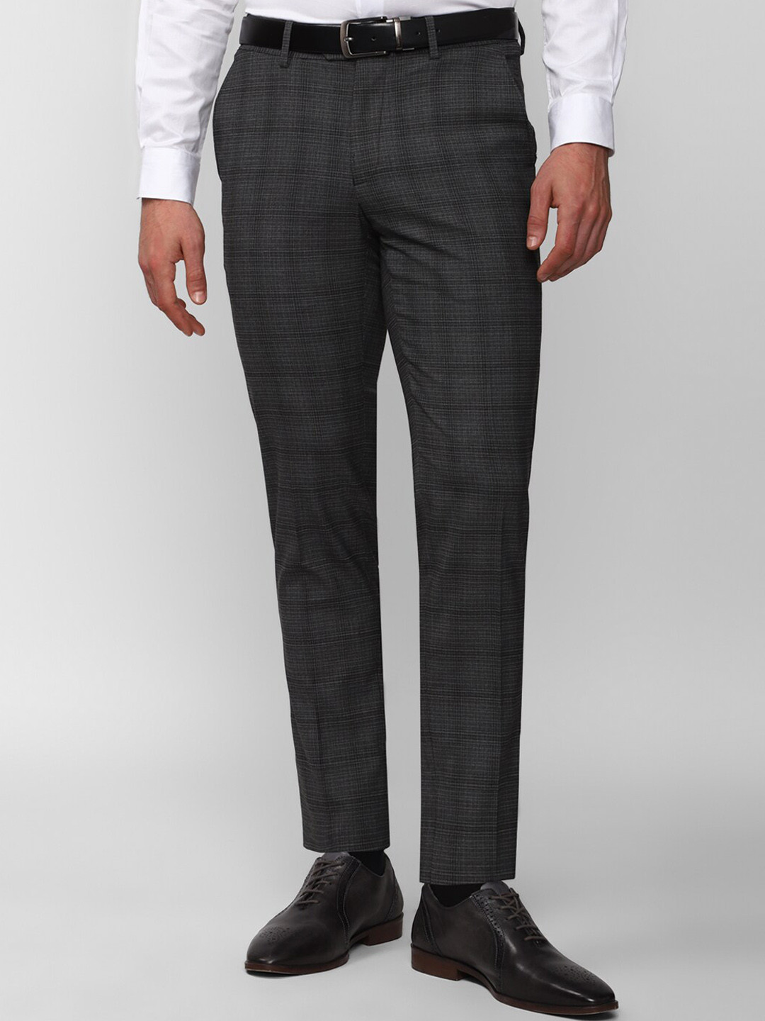 Buy Peter England Elite Men Checked Slim Fit Formal Trousers - Trousers ...