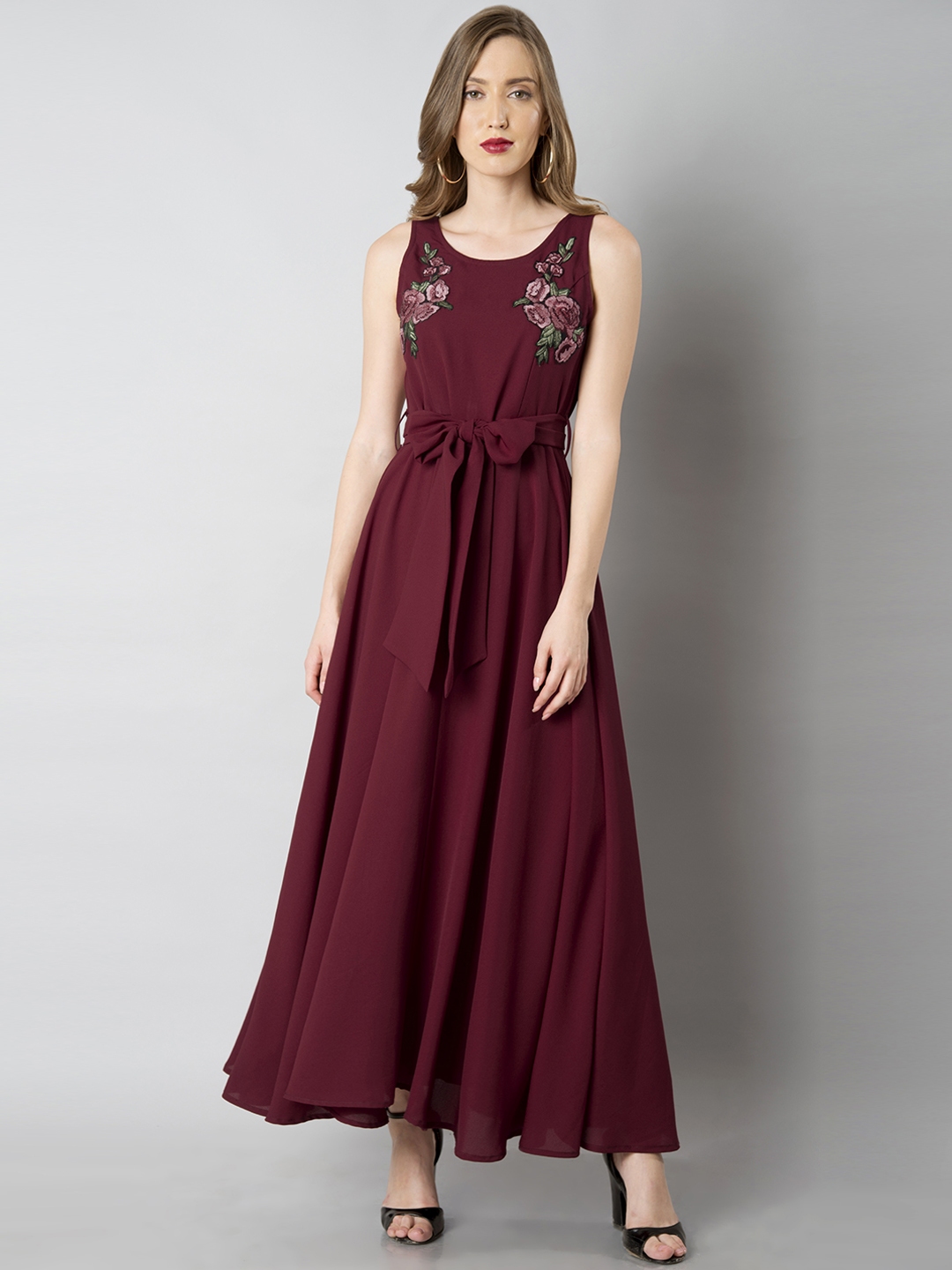 Buy FabAlley Women Maroon Solid Maxi Dress - Dresses for Women 2273827 ...