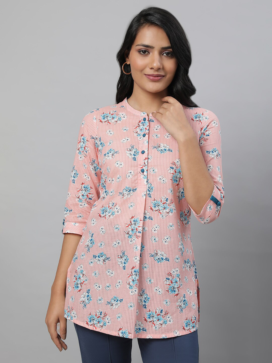 Buy AURELIA Floral Printed Pure Cotton Kurti Kurtis for Women