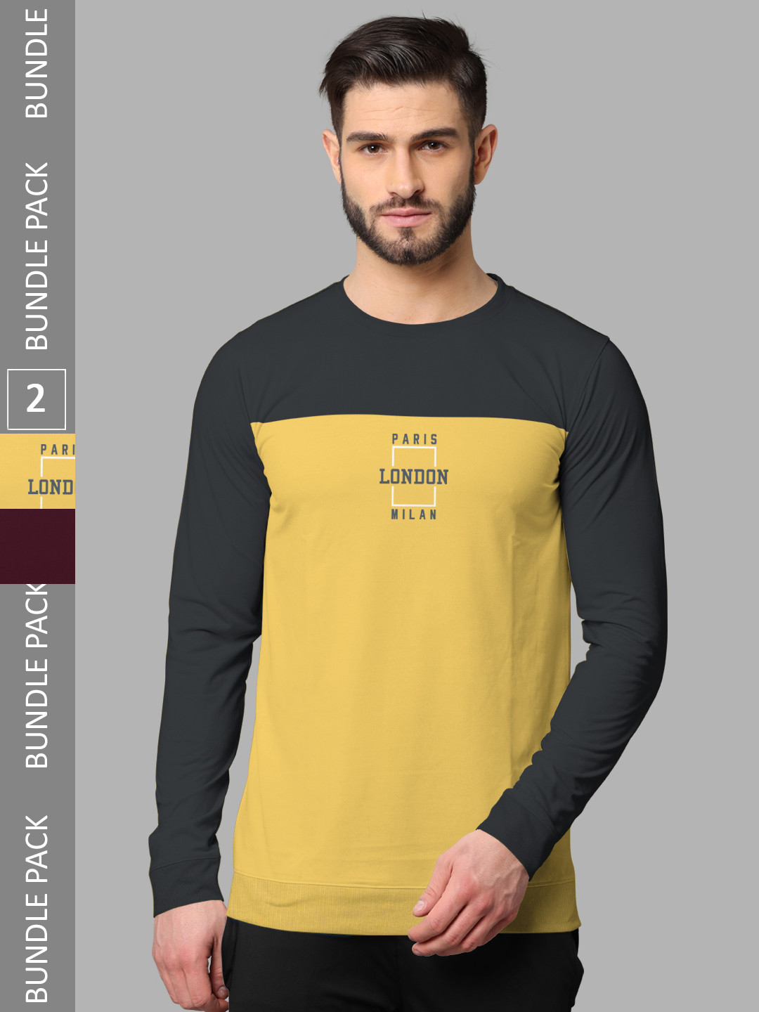 Buy BULLMER Pack Of 2 Graphic Printed Hooded Neck Cotton Casual T