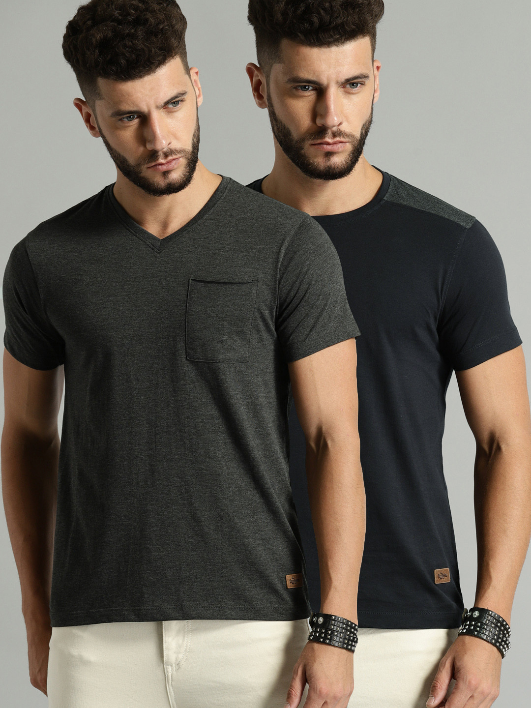 Buy Roadster Pack Of 2 Pure Cotton T Shirts Tshirts for Men 2274270