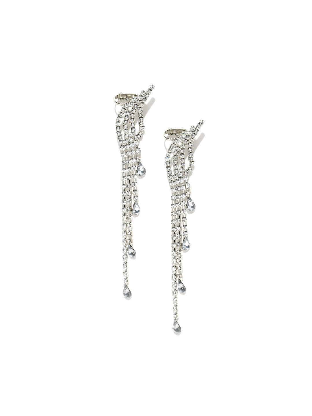 Buy Accessorize Silver Toned Stone Studded Tasselled Ear Cuffs