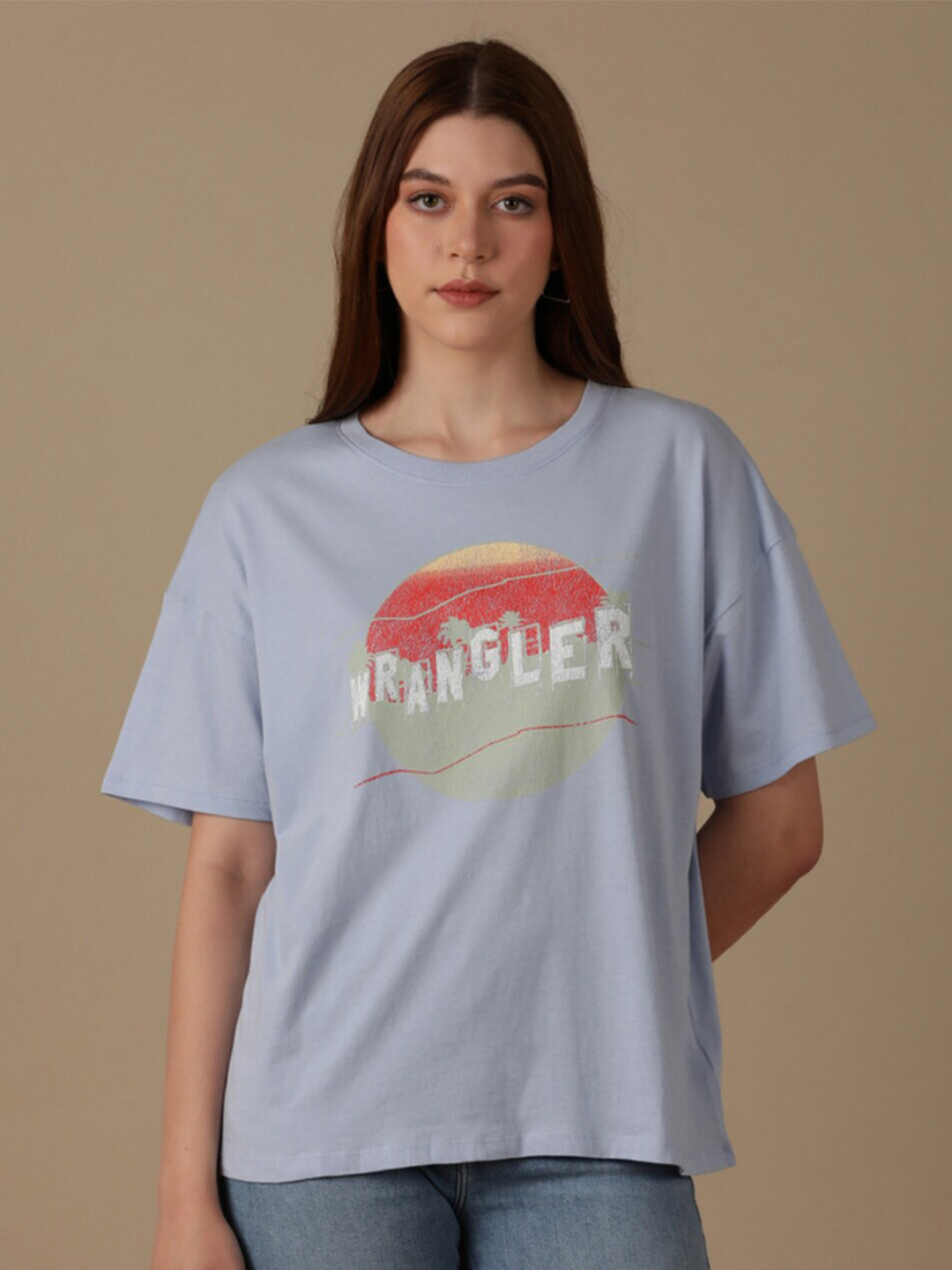 Buy Wrangler Graphic Printed Cotton T Shirt Tshirts for Women