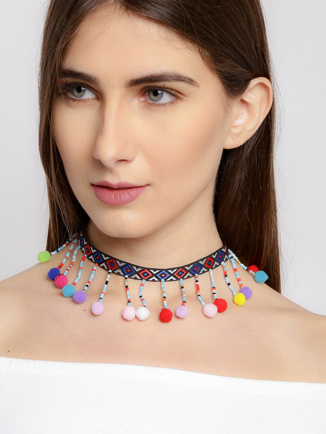 Buy DressBerry Multicoloured Pom Pom Choker Necklace - Necklace And Chains for Women 2275154