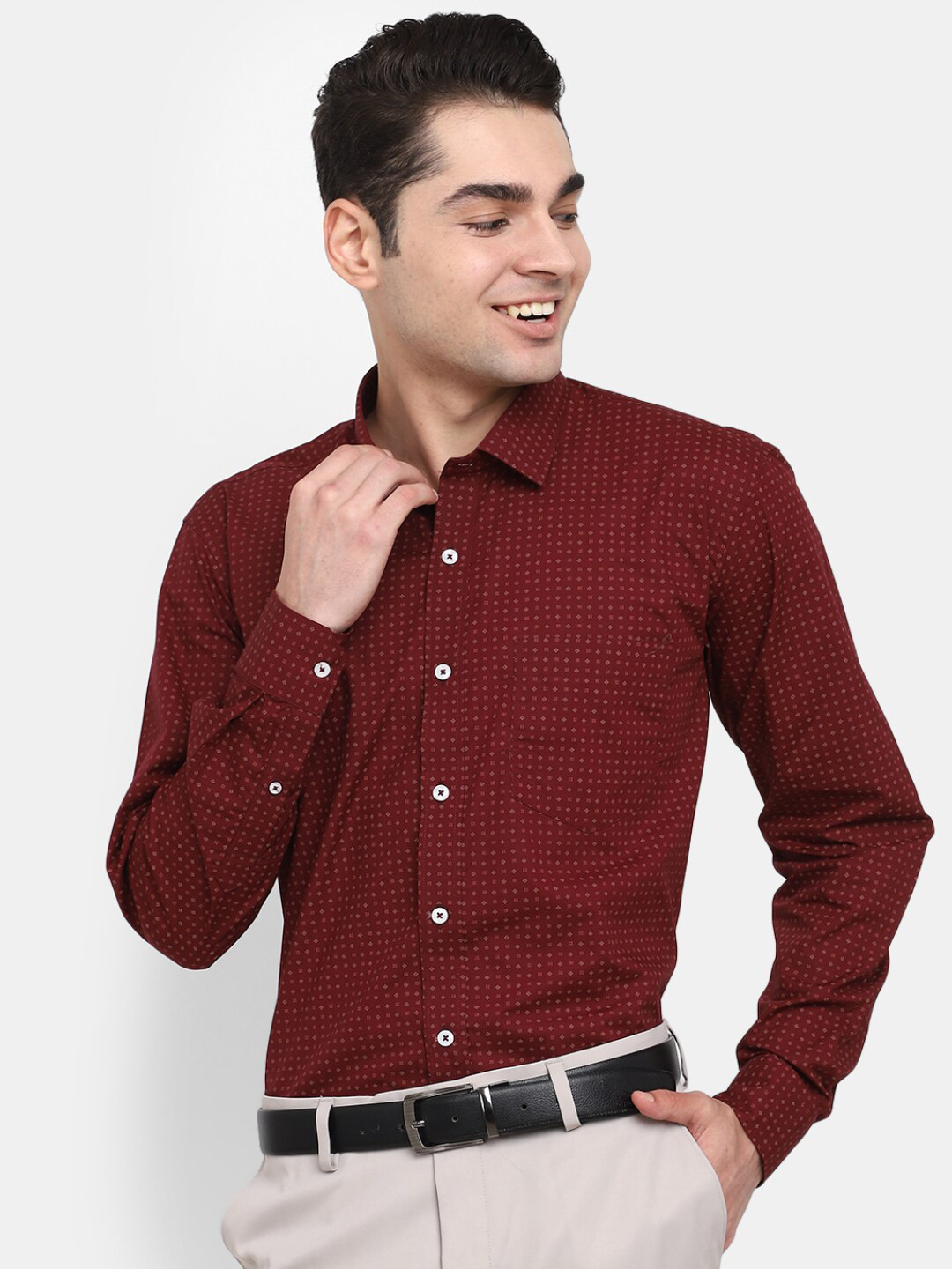 Buy J White By Vmart Classic Micro Ditsy Printed Formal Cotton Shirt
