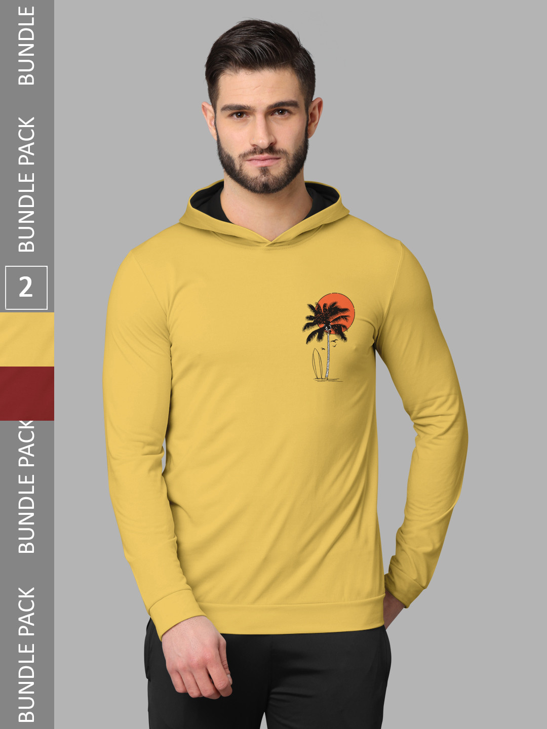 Buy BULLMER Pack Of 2 Typography Printed Hooded Cotton T Shirt