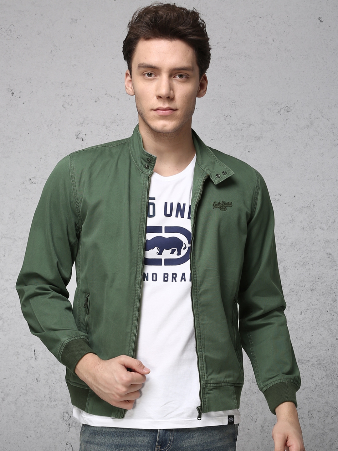 Buy Ecko Unltd Men Green Solid Bomber - Jackets for Men 2275484 | Myntra