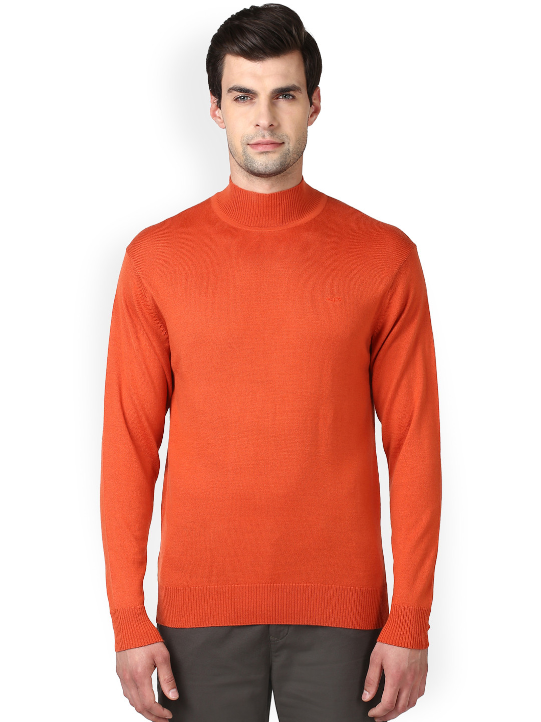 Buy ColorPlus Men Orange Solid Pullover - Sweaters for Men 2275735 | Myntra