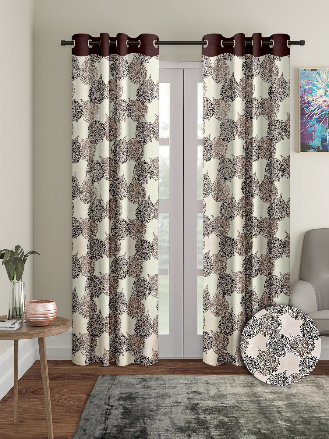 Buy Cortina Black & White 2 Pieces Quirky Printed Door Curtains