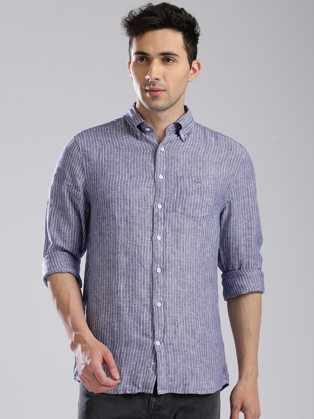 gant blue and white striped shirt