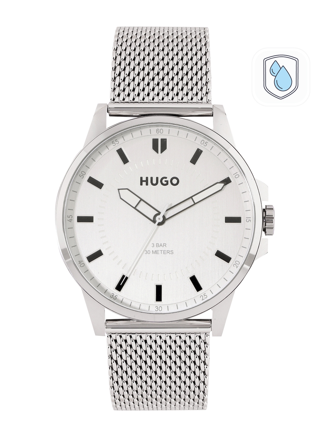 Buy HUGO Men Solid Dial & Stainless Steel Bracelet Style Straps ...