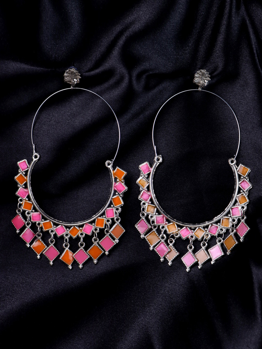 Buy Krelin Indian Silver Traditional Ethnic Hoop Earrings Earrings