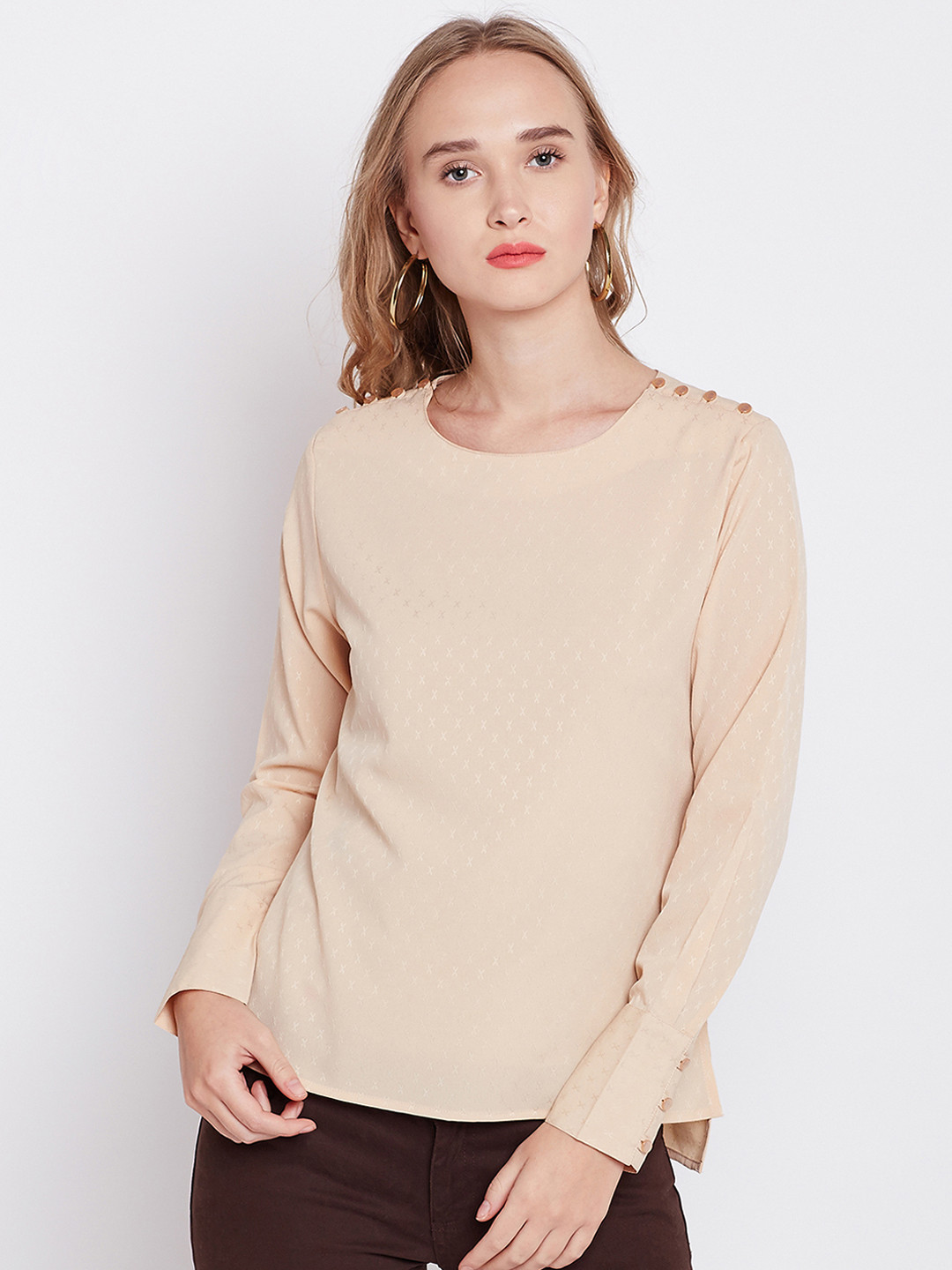 Buy Marie Claire Women Beige Solid Top Tops for Women 2278127 Myntra