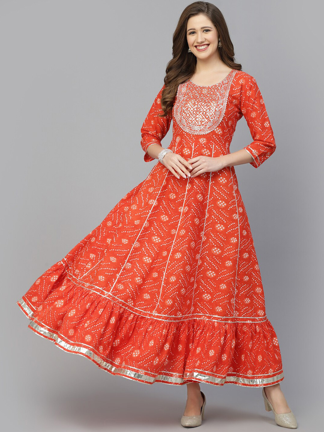 Buy Stylum Ethnic Motifs Printed Embroidered Ethnic Dress Ethnic