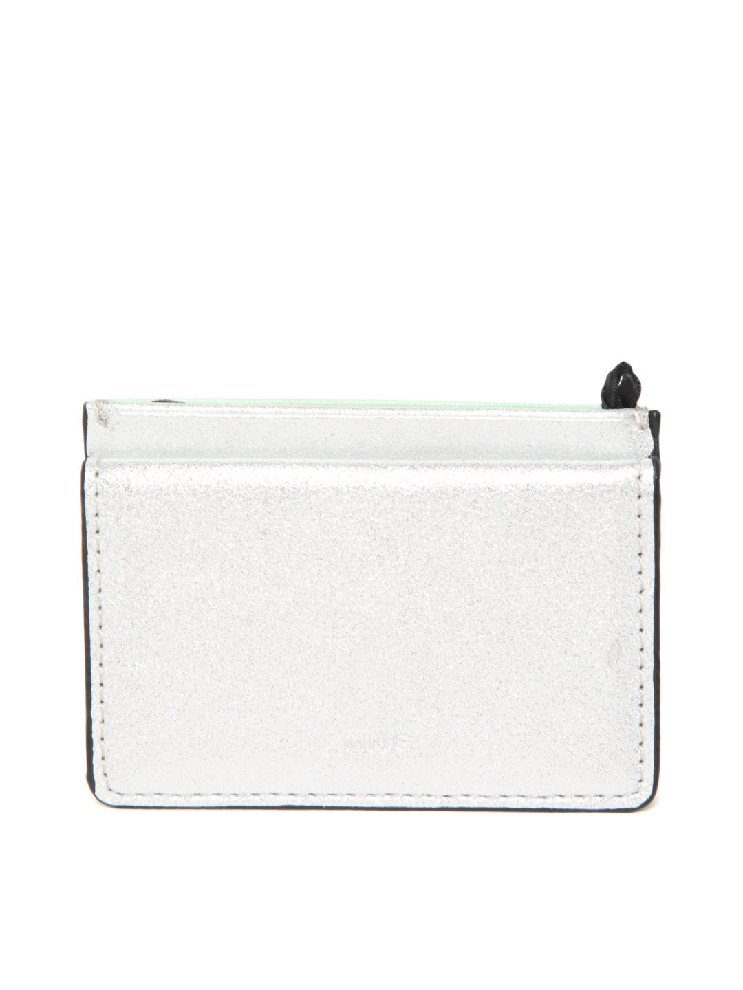 Buy MANGO Women Silver Toned & Green Card Holder Wallets for Women