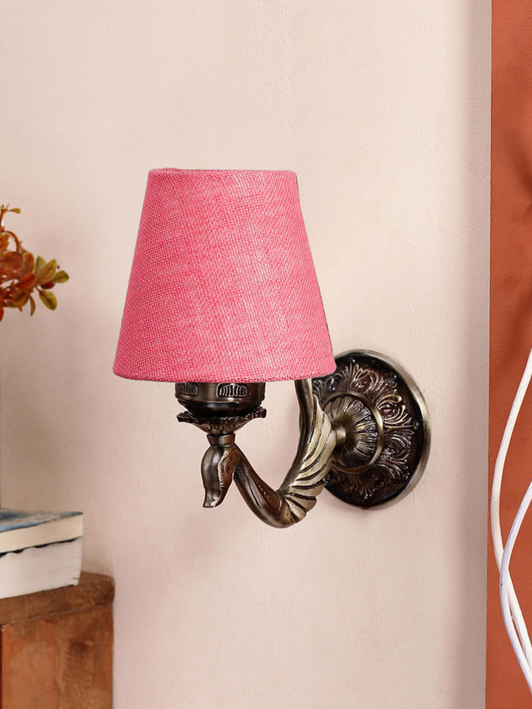 Buy Devansh Pink Wall Lamp With Jute Conical Shade Wall Lamps for