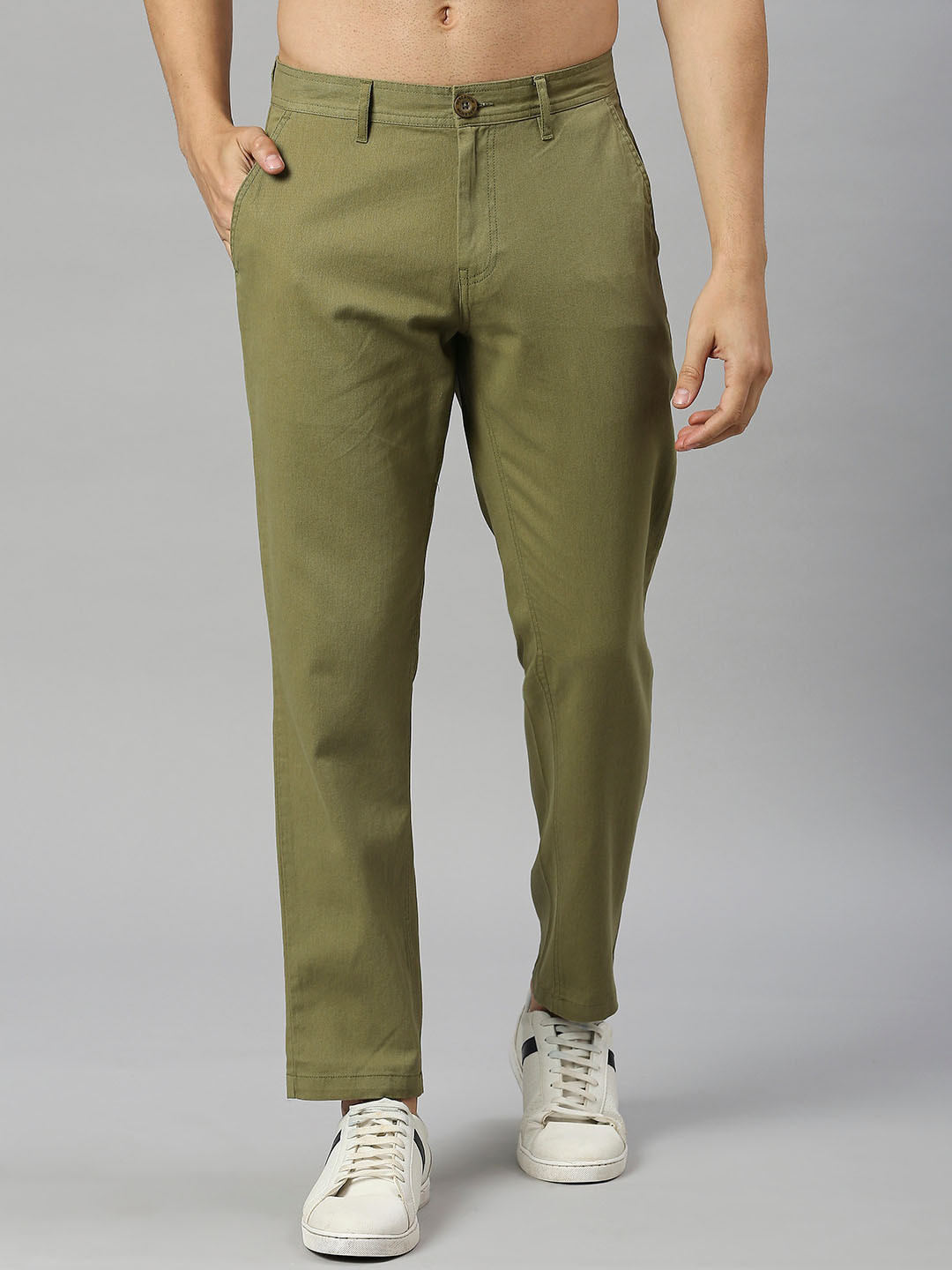 Buy HERE&NOW Men Smart Slim Fit Easy Wash Chinos - Trousers for Men ...