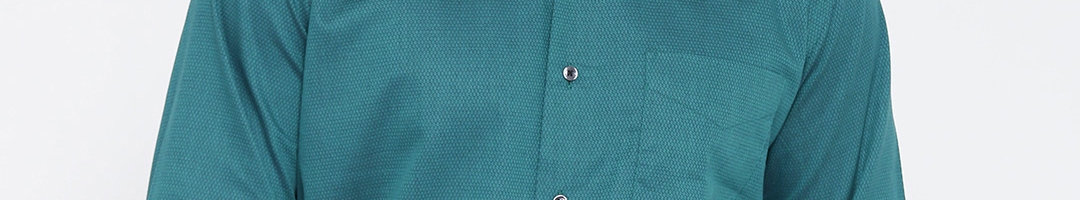 Buy Van Heusen Men Teal Green Slim Fit Self Design Partywear Shirt ...