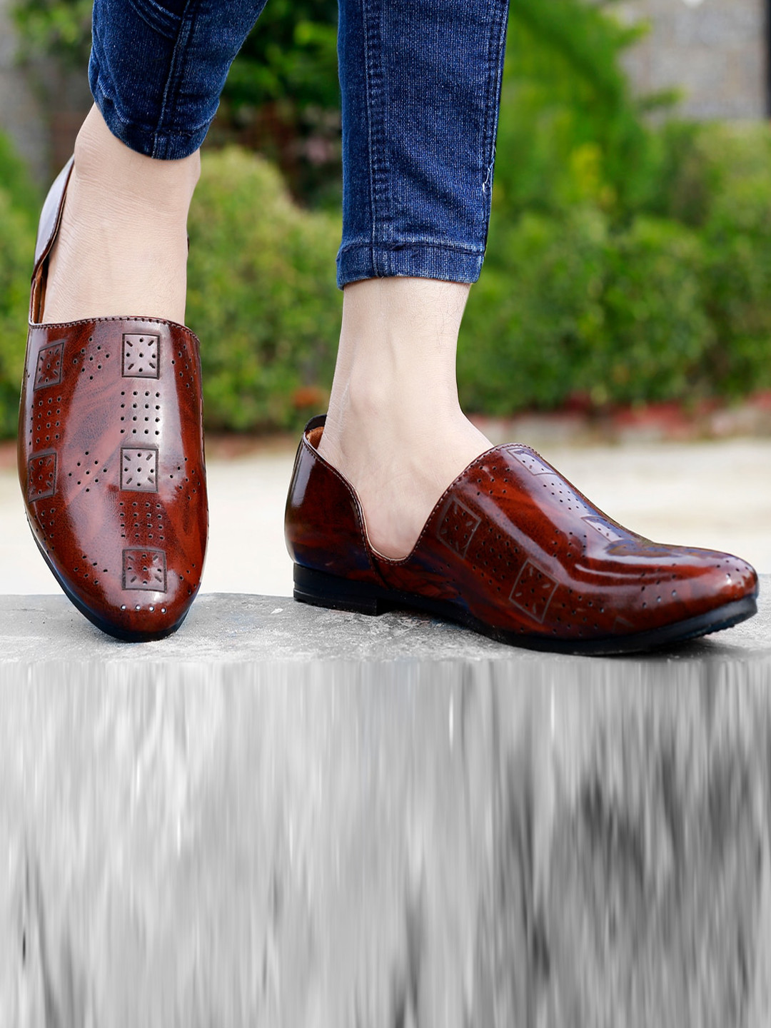mens perforated slip on shoes