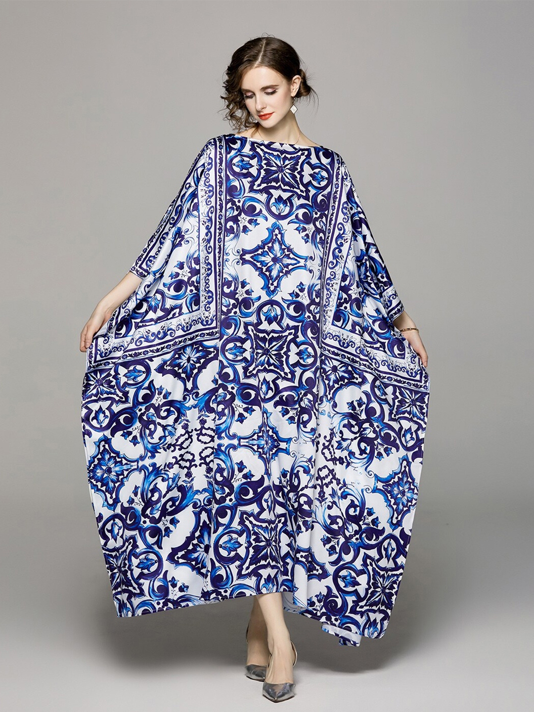 Buy Jc Collection Ethnic Motifs Printed Batwing Sleeves Maxi Kaftan Dress Dresses For Women 2078