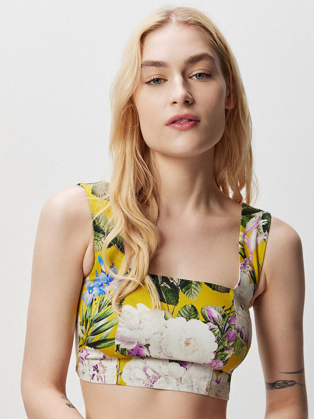 Mustard Yellow Floral Printed Top