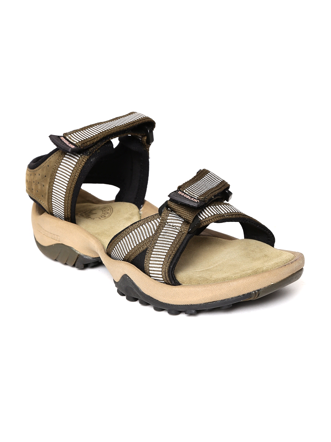 woodland men olive green leather sandals