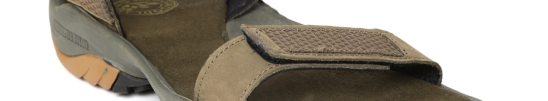 Buy Woodland Men Olive Brown Patterned Leather Sandals - Sandals for ...