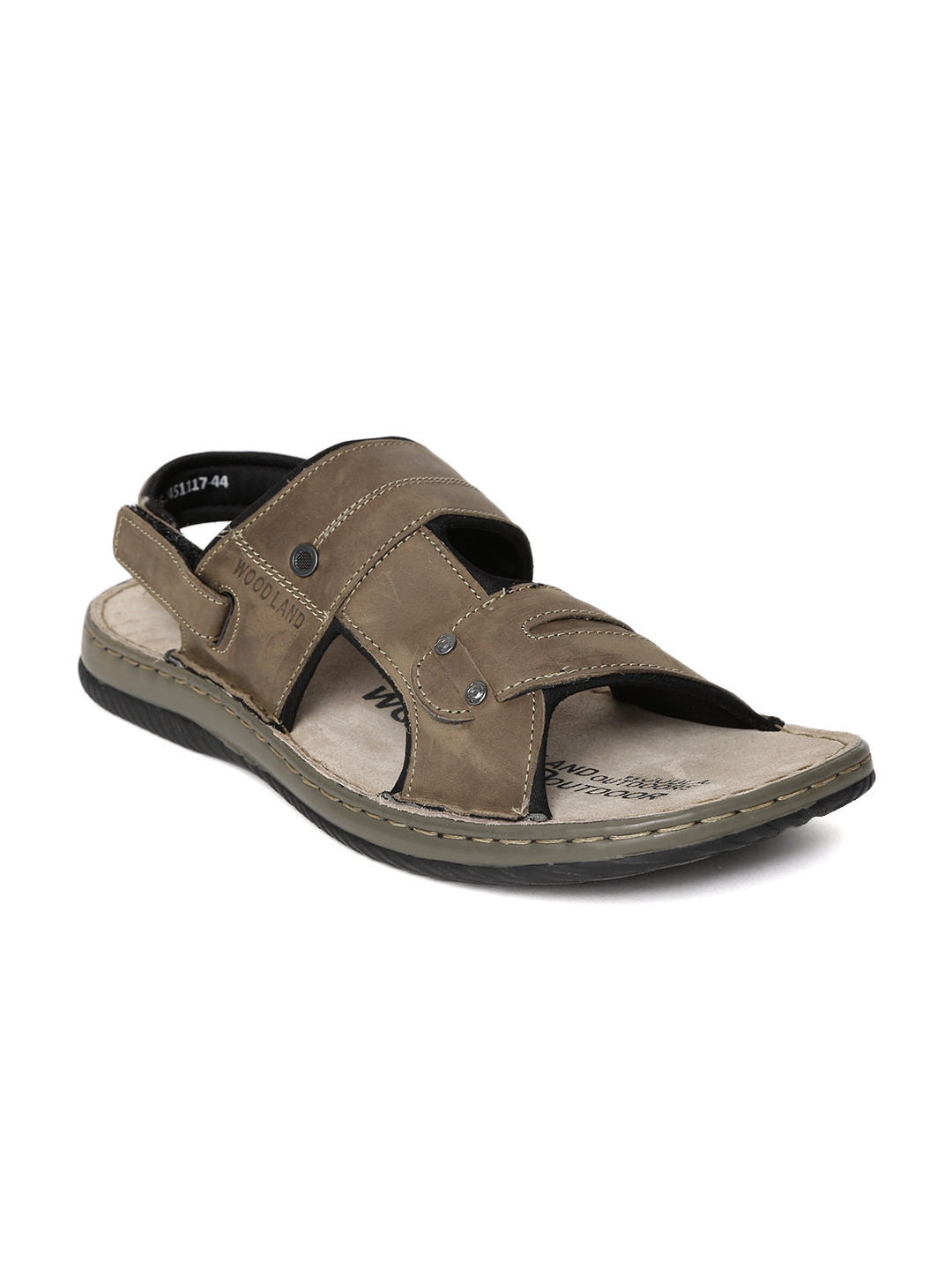 Buy Woodland Men Khaki Leather Outdoor Sandals Sandals for Men