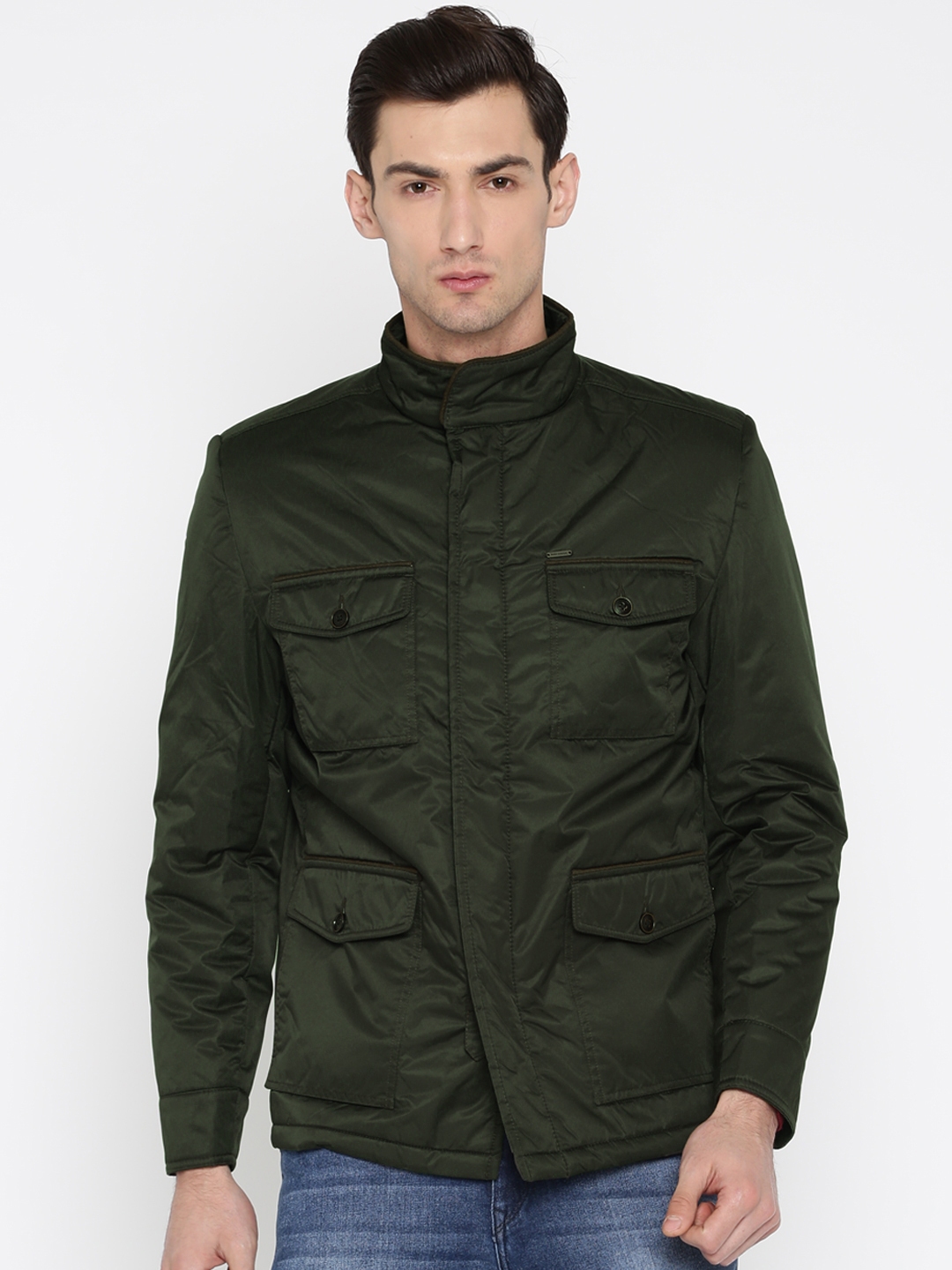 Buy Park Avenue Men Green Solid Padded Jacket - Jackets for Men 2282099 ...
