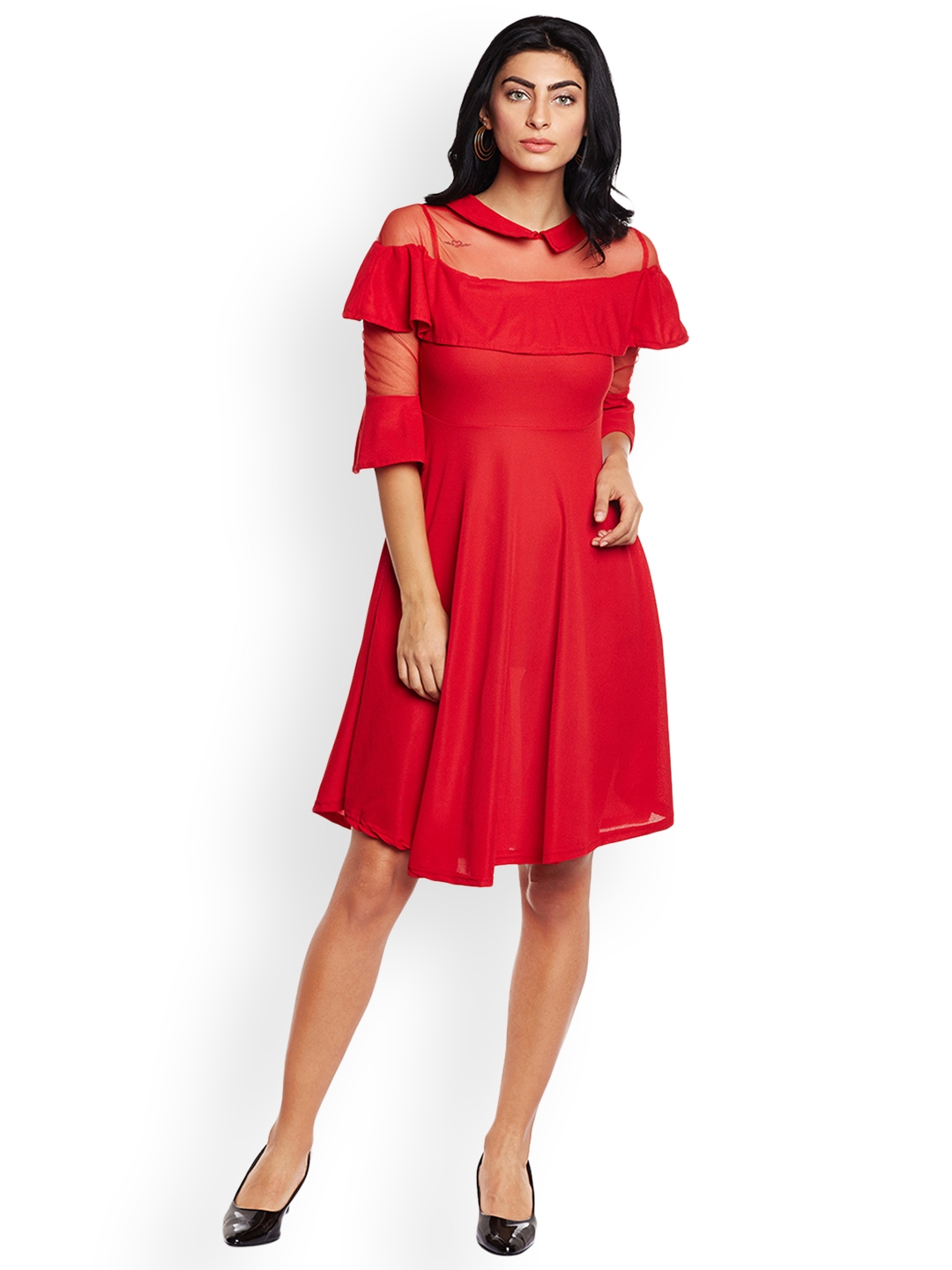 Buy ANTS Women Red Solid Fit And Flare Dress - Dresses for Women ...